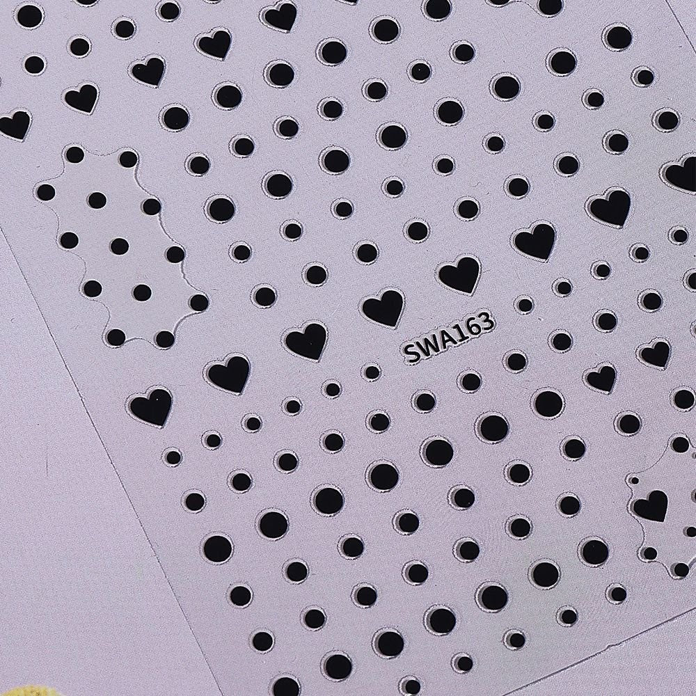Polka Dots Nail Art Stickers Small Hearts Black White 2 Colors Self-Adhesive Sheet