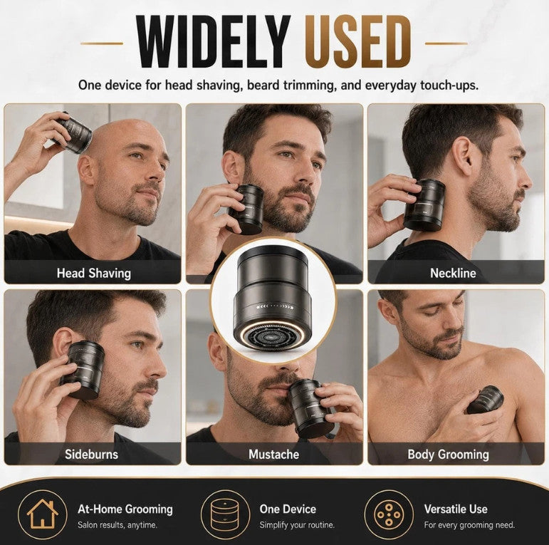 2-in-1 Electric Bald Head Shaver & Beard Trimmer - Rechargeable & Washable