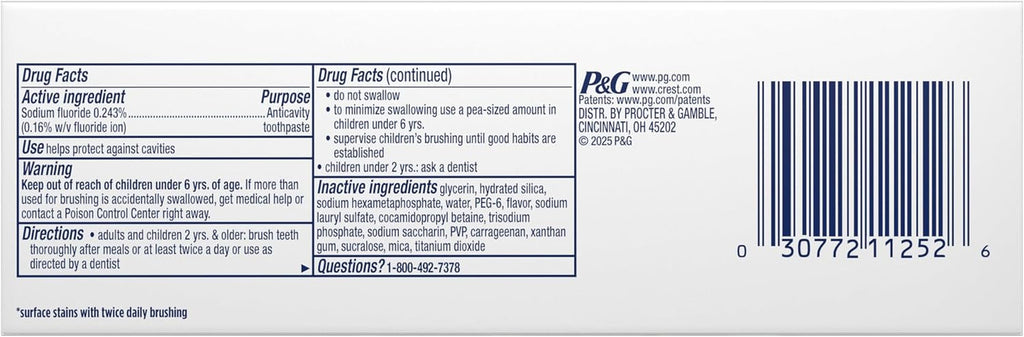 Whitening Toothpaste with Fluoride - Crest 3D White Brilliance Peppermint 4.6 oz