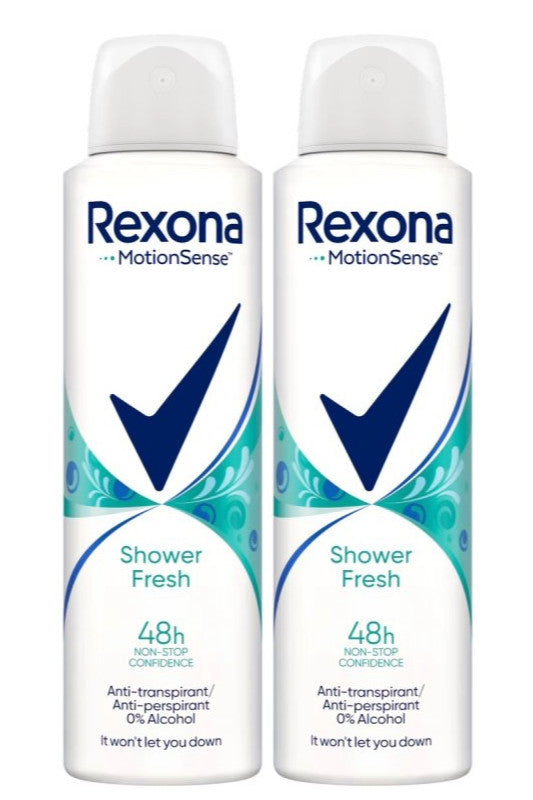 Rexona Shower Fresh Antiperspirant Spray 2 x 150ml - Odor & Sweat Control