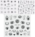 Black Evil Eye Nail Water Transfer Stickers - Sun Pattern, 3 Sheets