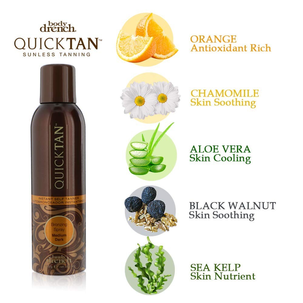 Body Drench Quick Tan Bronzing Spray Medium-Dark - 6 Oz Pack of 6