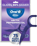 Dental Floss Picks with Arctic Peppermint Oil - 75 Count, Easy Slide, Plaque Removal