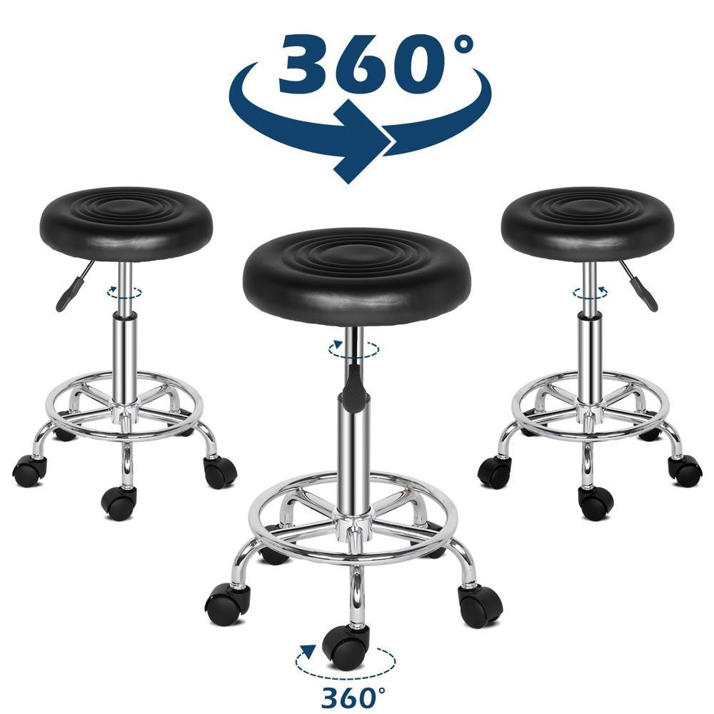 Adjustable Hydraulic Swivel Round Stool with Casters for Spa Salon Counter