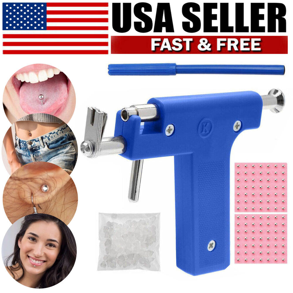 Professional Piercing Gun Kit with 98 Studs – Ear Nose Navel Body Jewelry