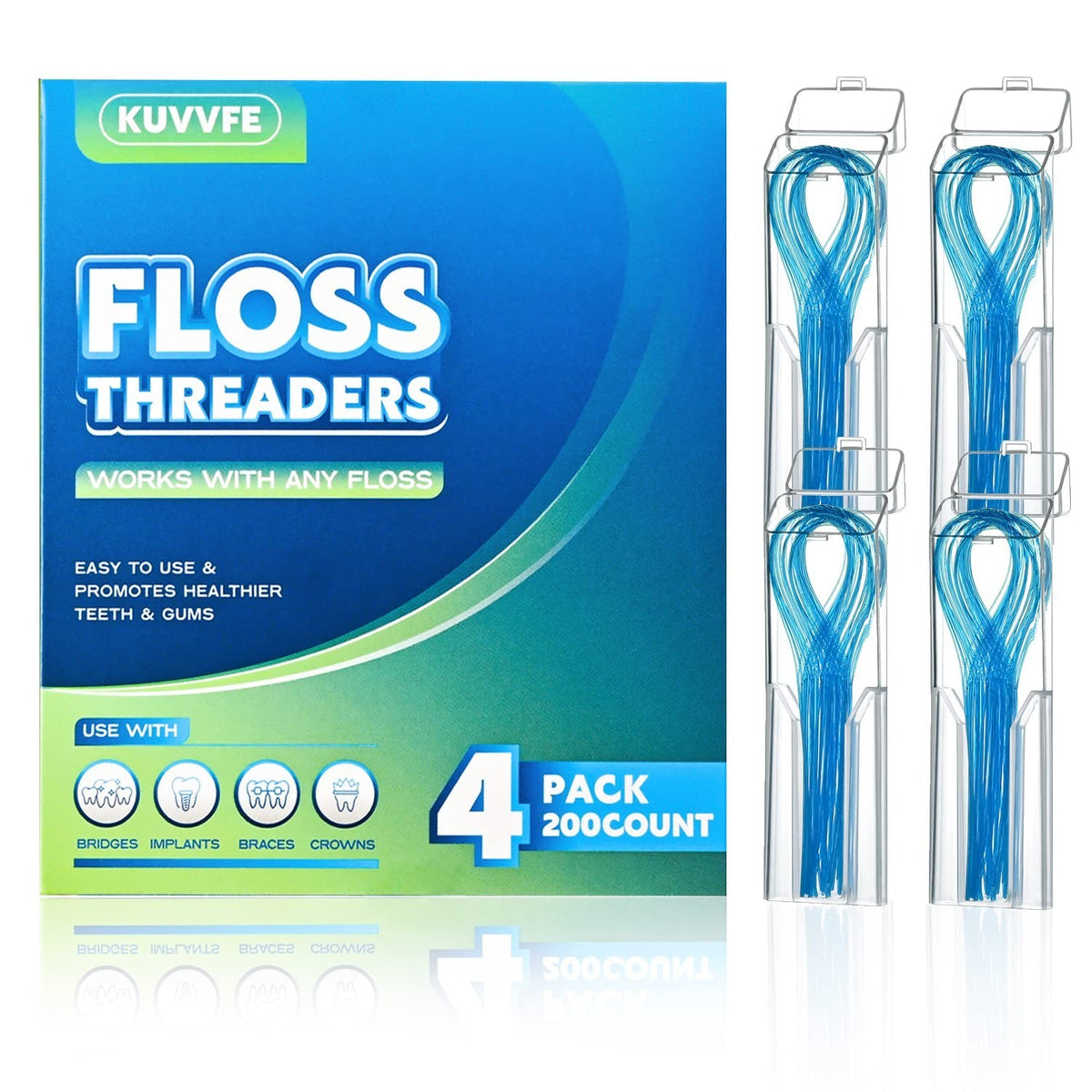 Dental Floss Threaders Pack of 200 for Braces Bridges Implants