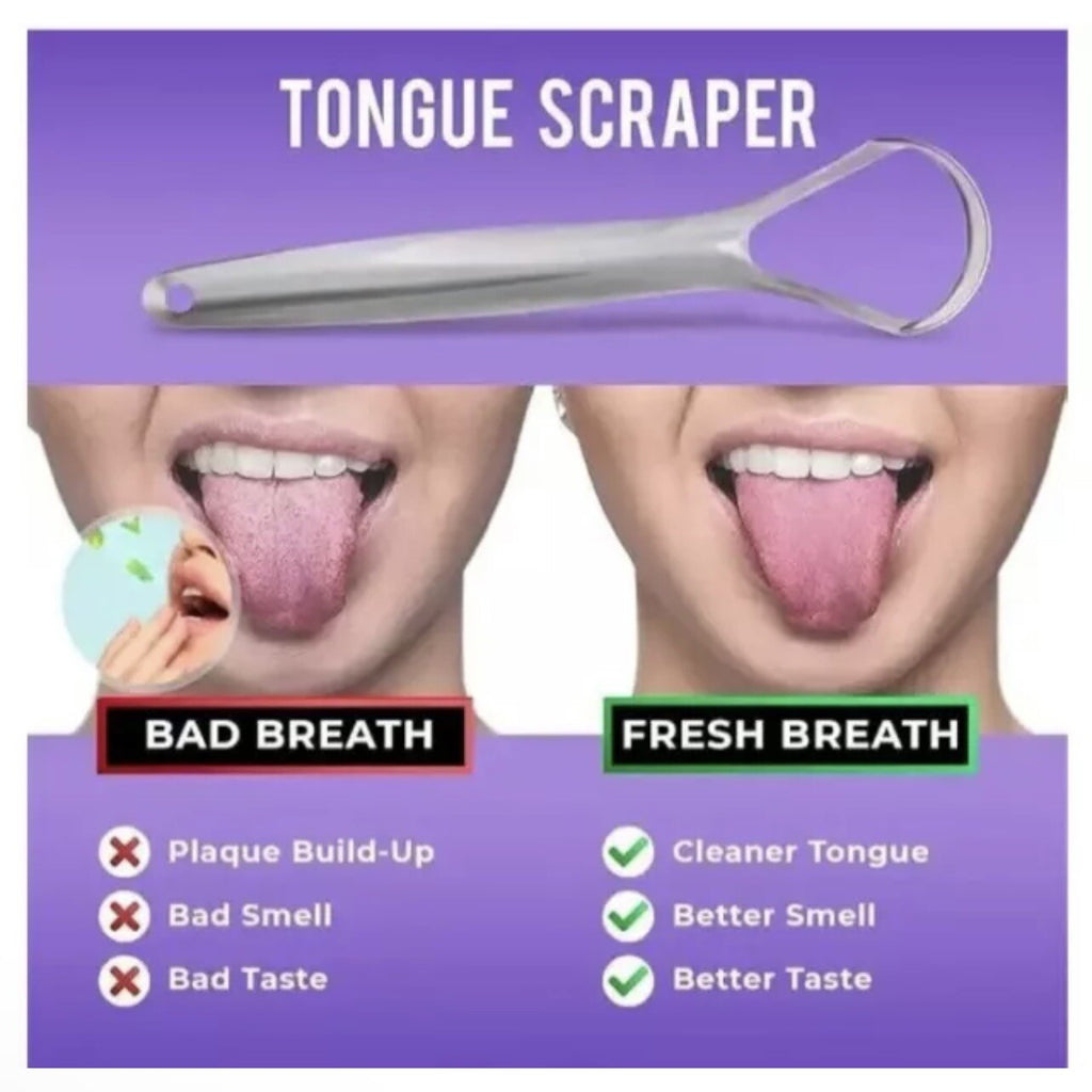 Stainless Steel Tongue Scrapers 3-Pack with Travel Cases - Improve Oral Hygiene