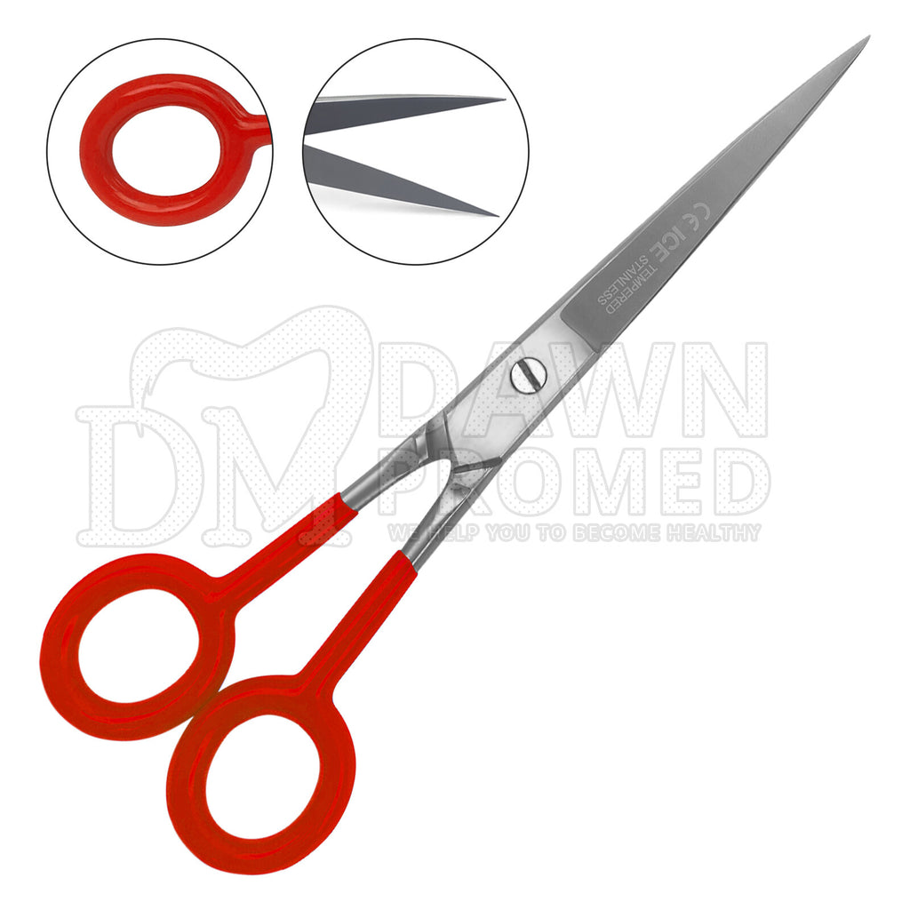 Professional Hair Cutting Shears & Thinning Scissors Set - 7" with Red PVC Handles