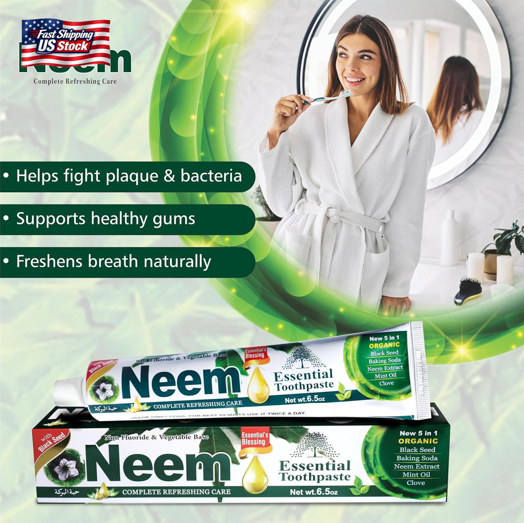 Neem Toothpaste 6-Pack - Fluoride-Free 5-in-1 Oral Care Formula