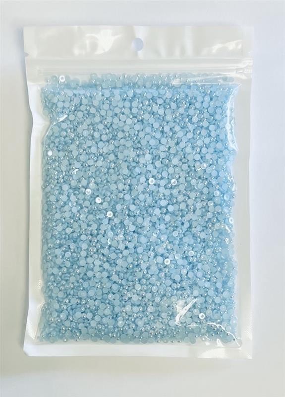 Pastel Green Peach and Blue Resin Half Pearl Crafting Gems 3mm Set