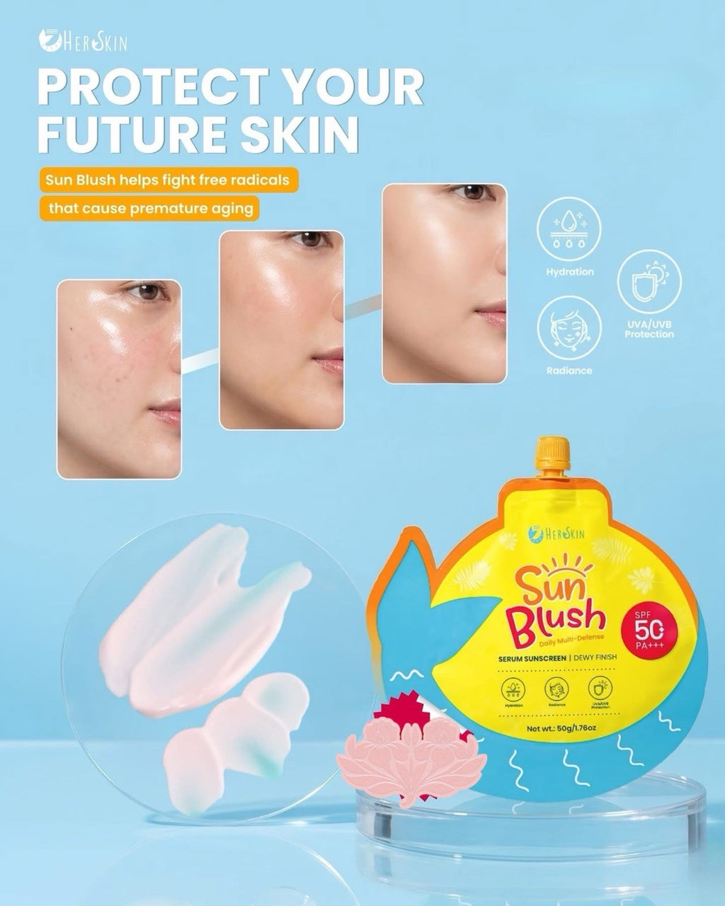 Sun Blush SPF50 PA+++ UV Care Cream Light & Hydrating 50g