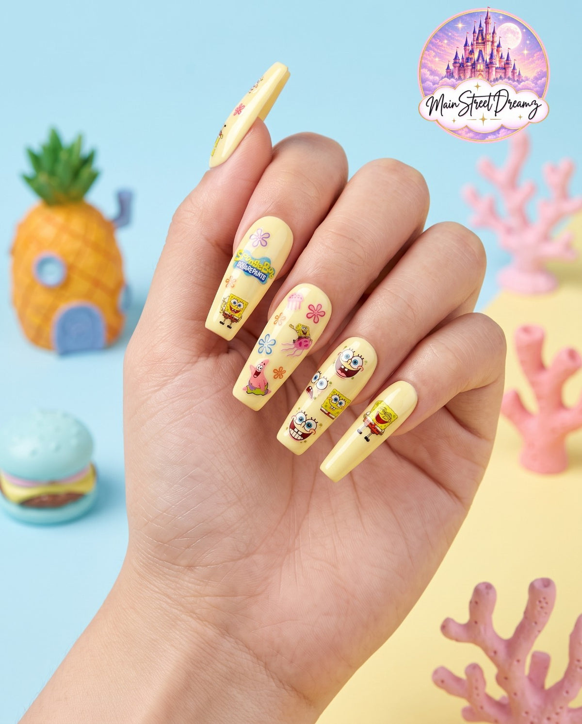 SpongeBob SquarePants 3D Nail Stickers - Nail Art Decals for Manicure