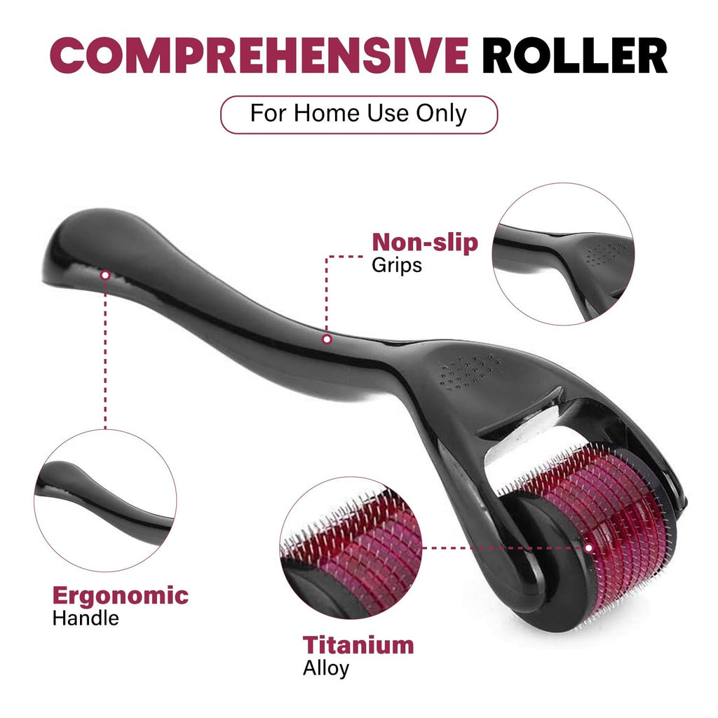 Derma Roller with Storage Case - 0.25mm Titanium Needles, Black