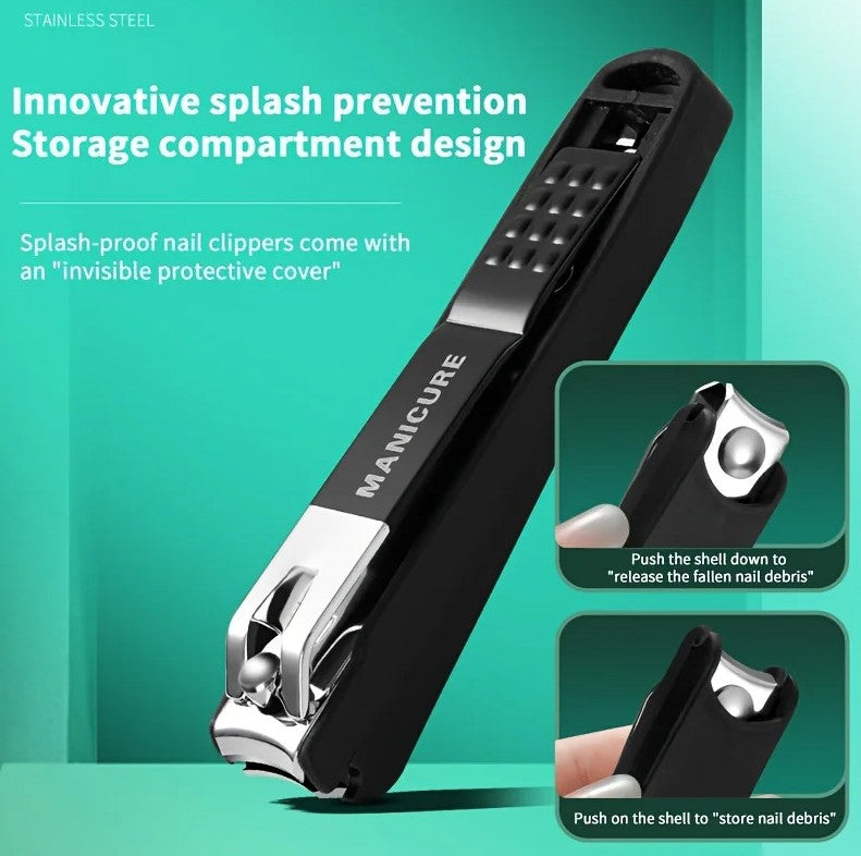 Stainless Steel Nail Clippers - Ultra Sharp Black Grooming Cutter