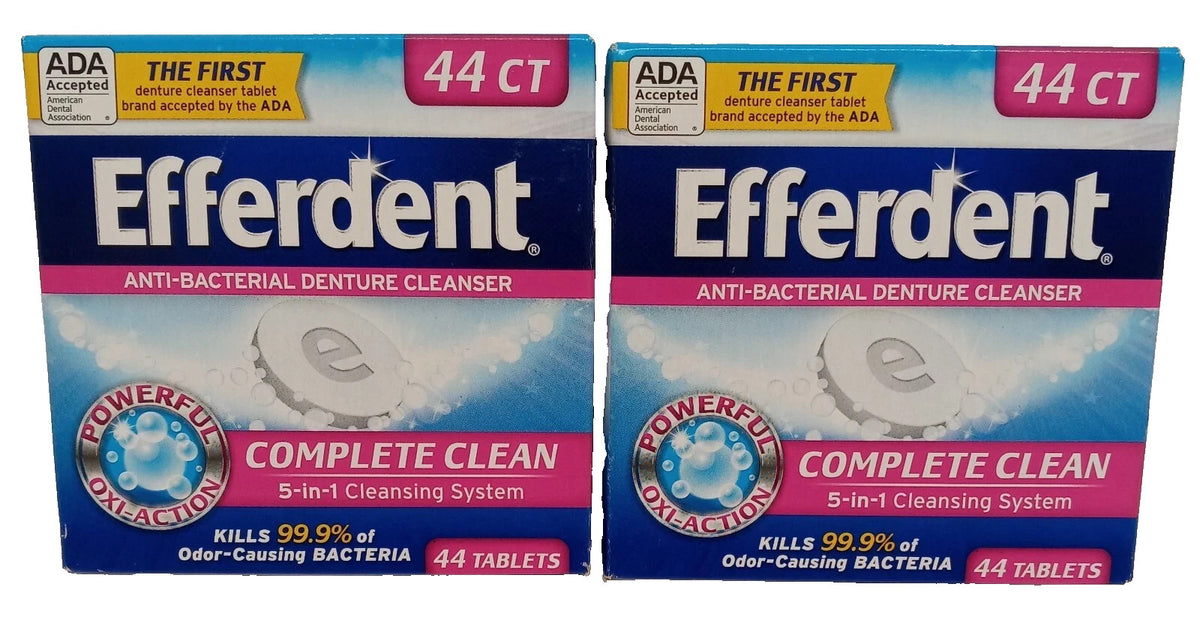 Denture Cleanser Tablets Lot of 2 - Anti-Bacterial 5-in-1 Oral Care