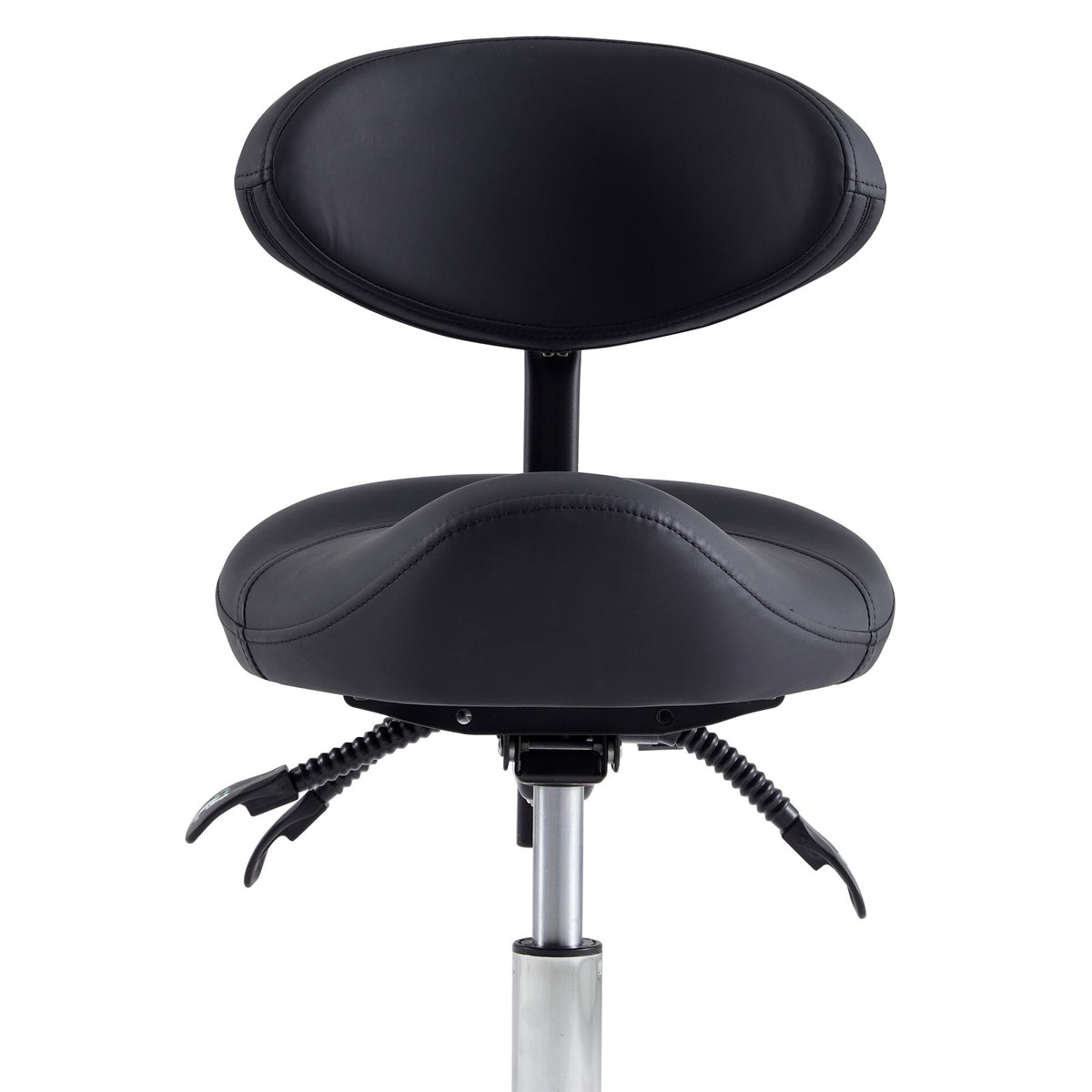 Black Hydraulic Saddle Stool with Backrest for Salon, Office & Spa