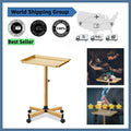Rolling Salon Service Tray Aluminum with Adjustable Height & Smooth Wheels
