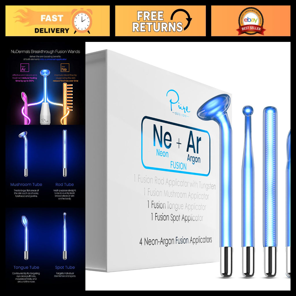 High Frequency Fusion Wand Accessory Set Neon & Argon Glass Applicators