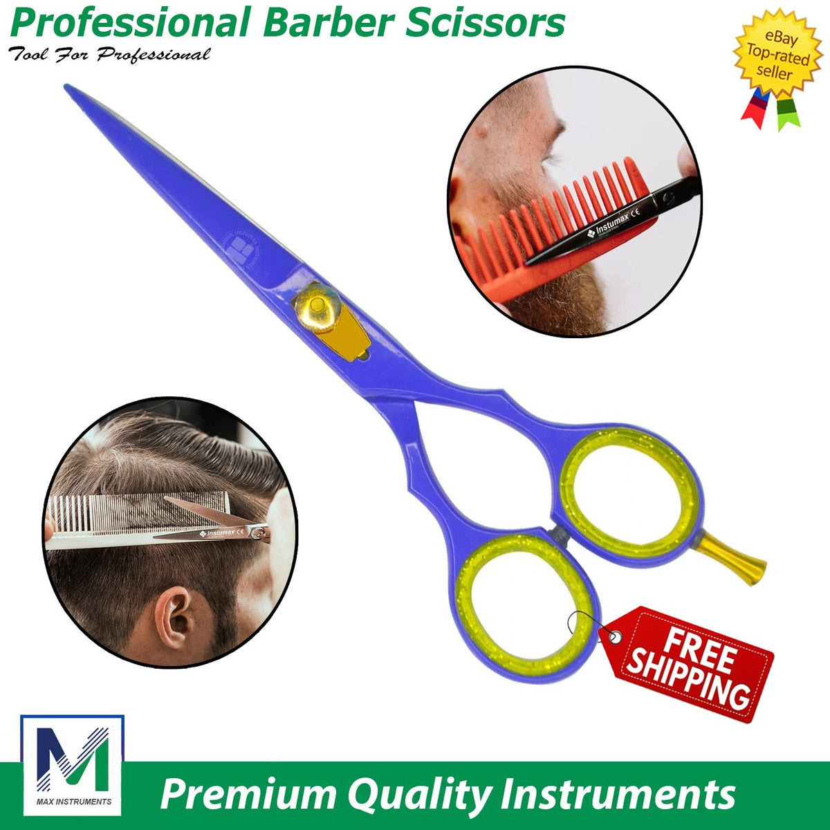 Professional Hair Cutting Scissors 6.5 Inch Stainless Steel Thinning Shears for Barbers & Stylists