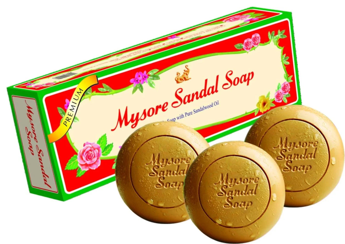 Mysore Sandal Soap 150g Pack of 3 - Natural Moisturizing Bar for Glowing Skin