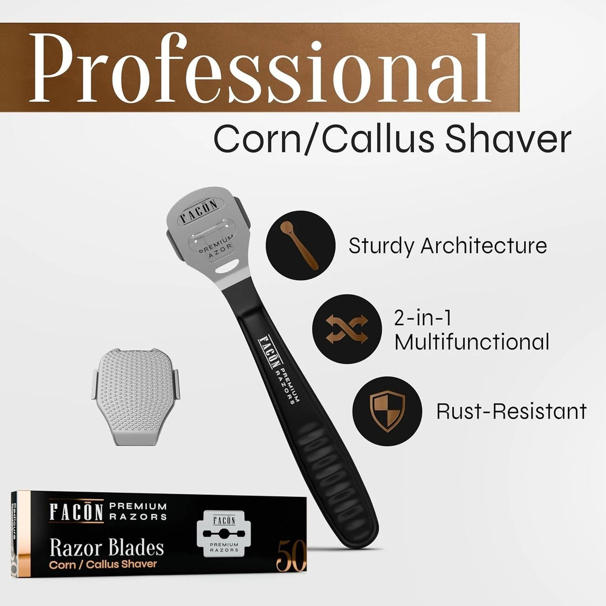 Professional Callus Remover Shaver with 50 Blades - Pedicure Foot Tool