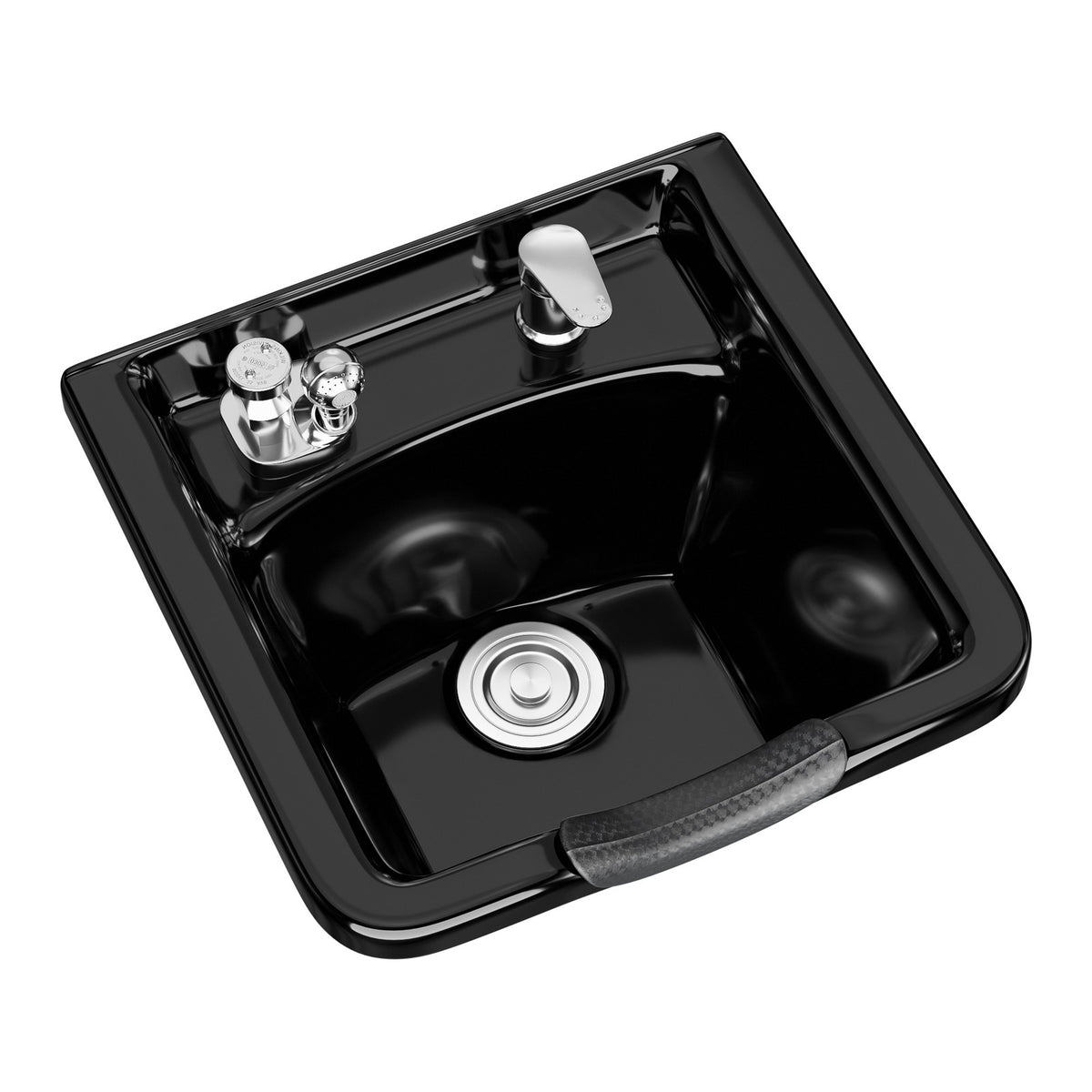 Wall Mount Shampoo Sink with Neck Rest and Accessories - Black ABS Basin