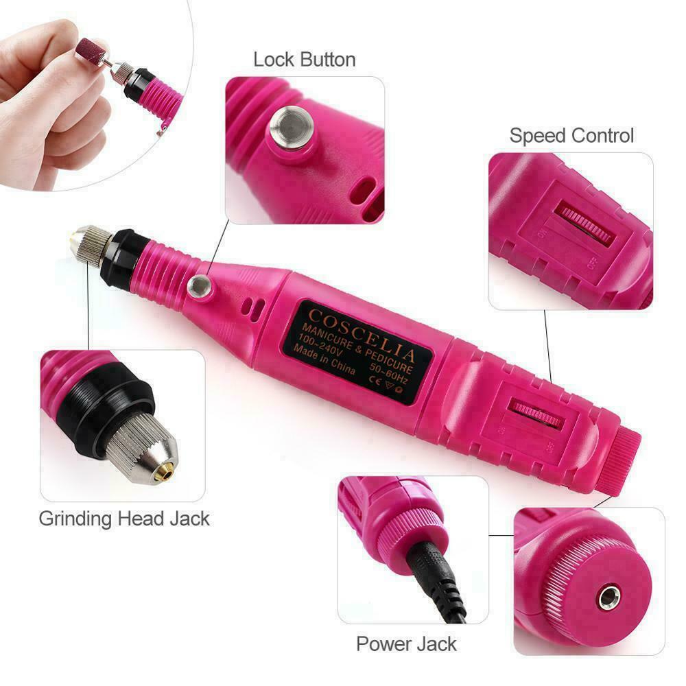 Electric Nail Drill Manicure Pedicure Kit with 12-Piece Tools & 6 Diamond Bits