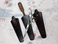 Genuine Leather Dark Brown Hair Scissors Case with Adjustable Strap