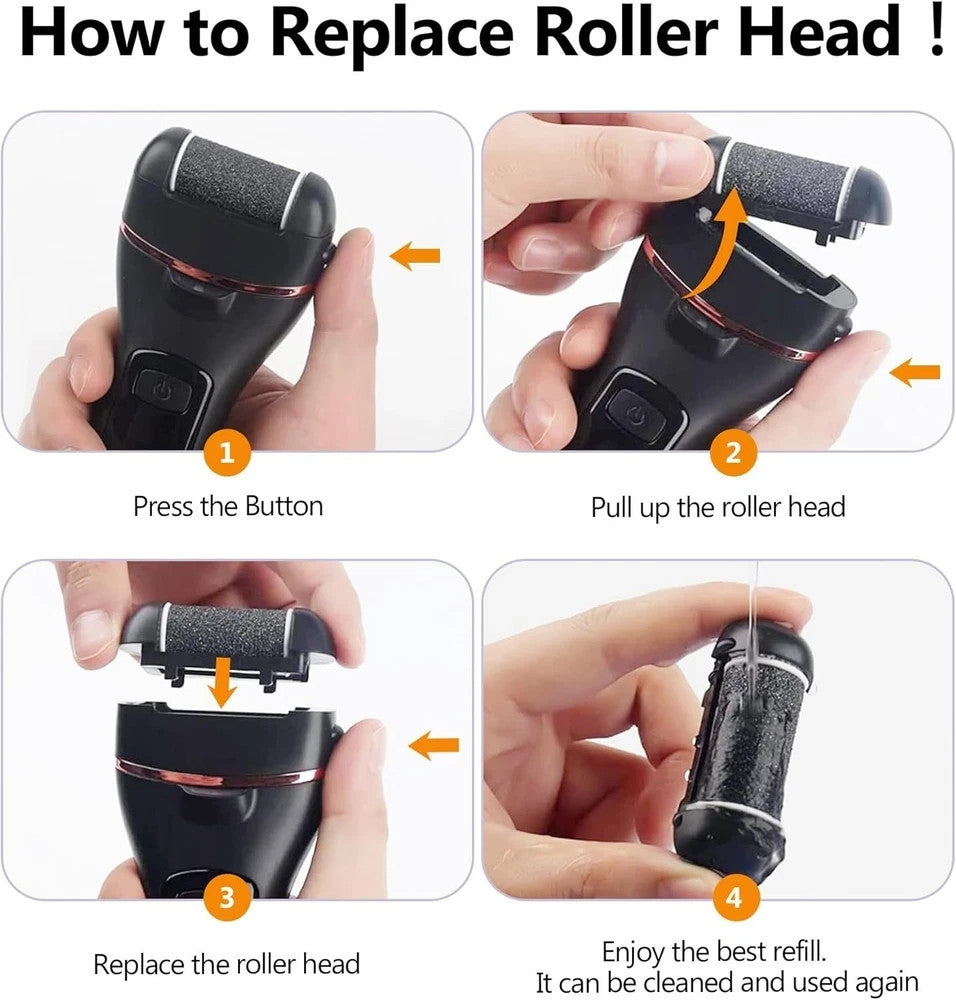 6 Pack Replacement Roller Heads for Electric Foot Callus Removers - Fine, Regular, Coarse