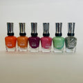 Set of 6 Glitter Nail Polish Colors - Complete Salon Manicure