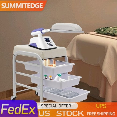 Mobile Nail Salon Cart with 3 Drawers & Wheels for Pedicure & Beauty Tools