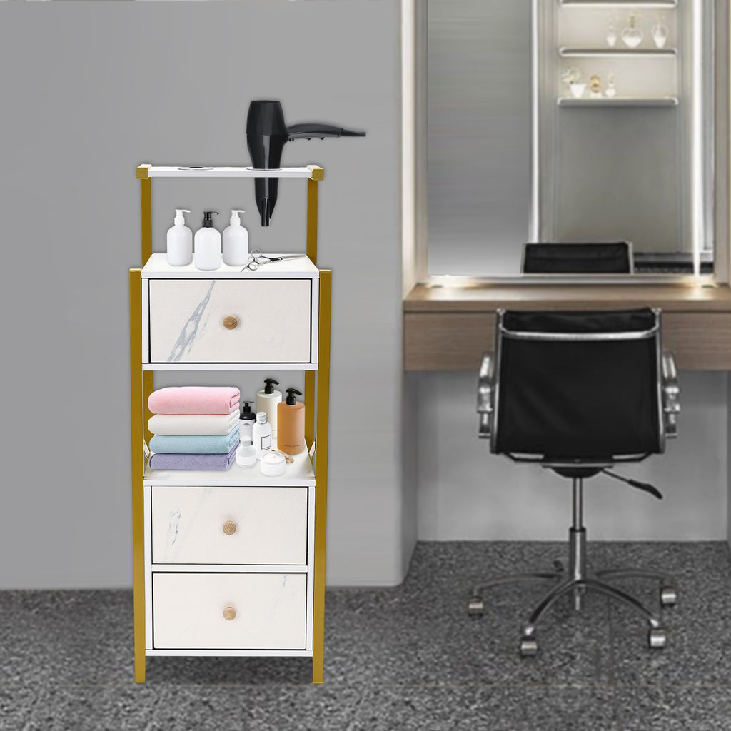 Salon Storage Cabinet with 3 Drawers & Hair Tool Slots - Hairdresser Organizer