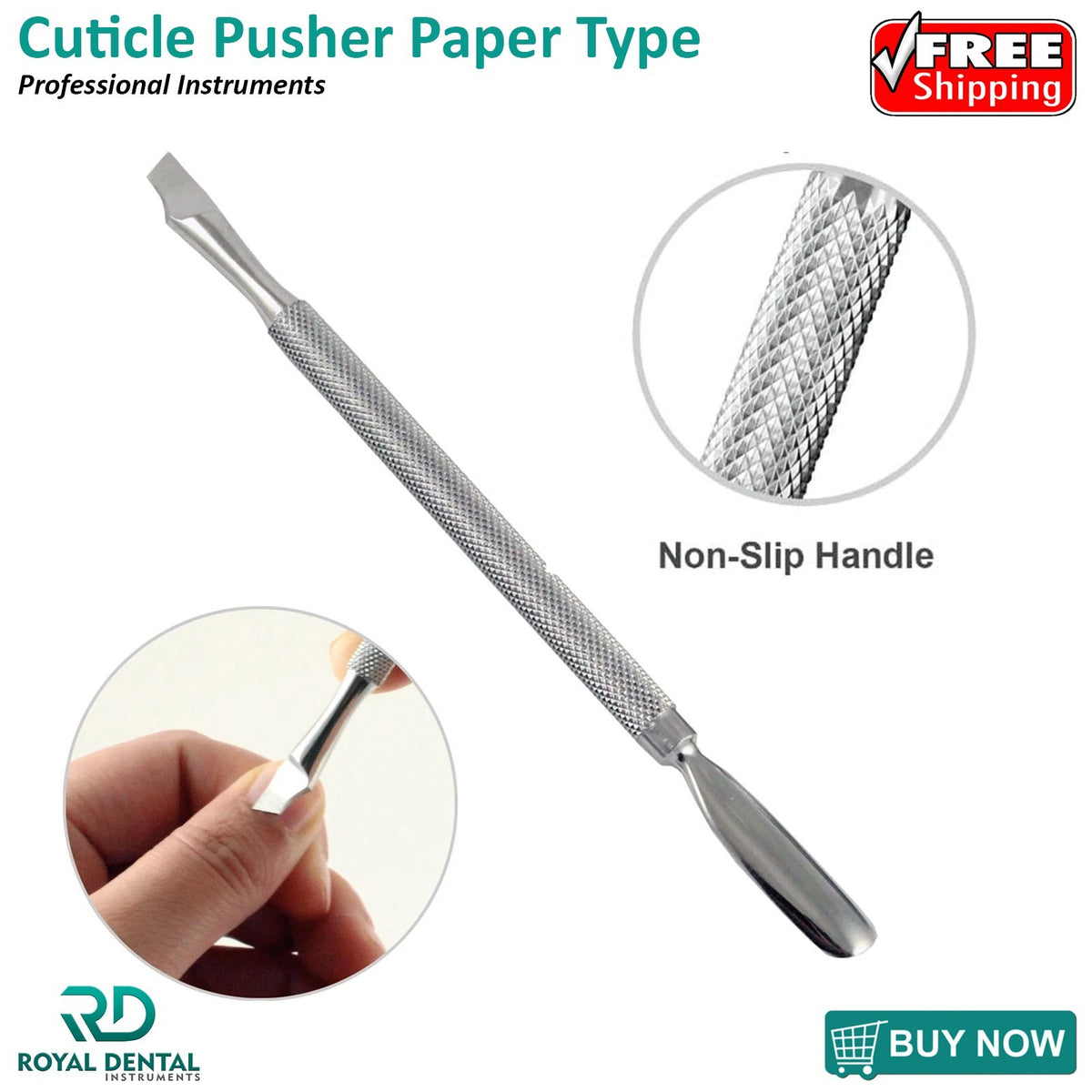 Stainless Steel Double-Ended Cuticle Pusher Nail Tool for Manicure & Nail Care