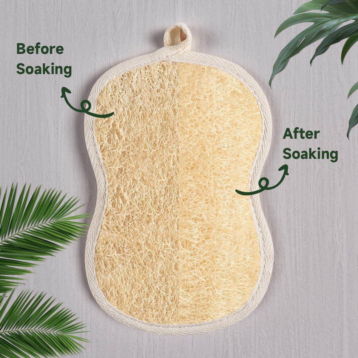 Natural Loofah Exfoliating Body Scrubber 3 Pack - Reusable & Gentle