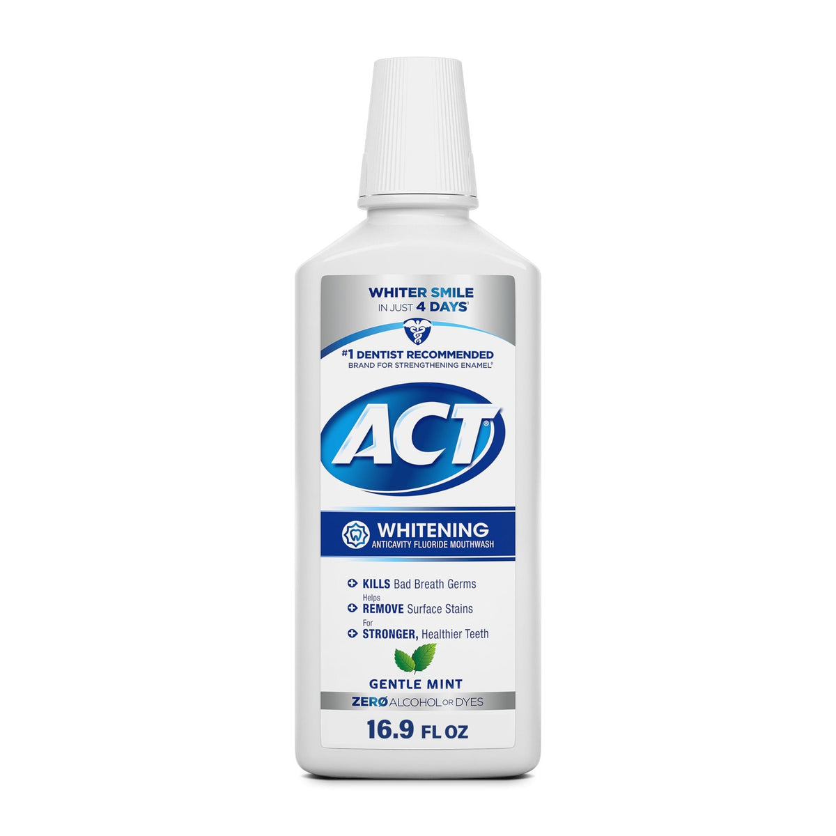 Whitening and Anticavity Fluoride Mouthwash - Alcohol-Free, Gentle Mint, 16.9 Fl Oz