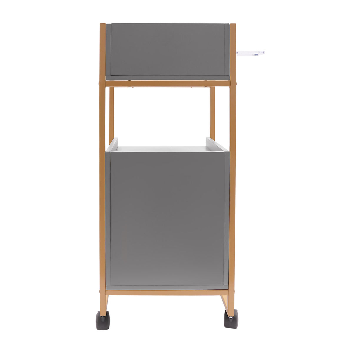 Mobile Salon Storage Cart with 3 Drawers and Hair Dryer Holder - Gold & Gray