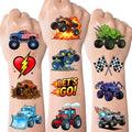 Monster Truck Temporary Tattoos for Kids Age 4-7 – Pre-Cut, No Scissors Needed