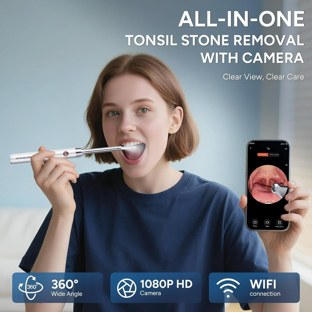 Visual Tonsil Stone Remover Kit with Camera and LED Light