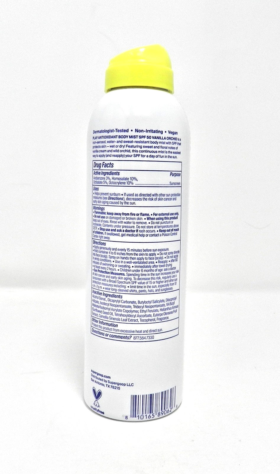 Supergoop! SPF 50 Antioxidant Body Mist Vanilla Orchid 6 oz Sunscreen