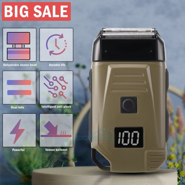 Electric Men's Shaver with Double Head Waterproof USB Charging