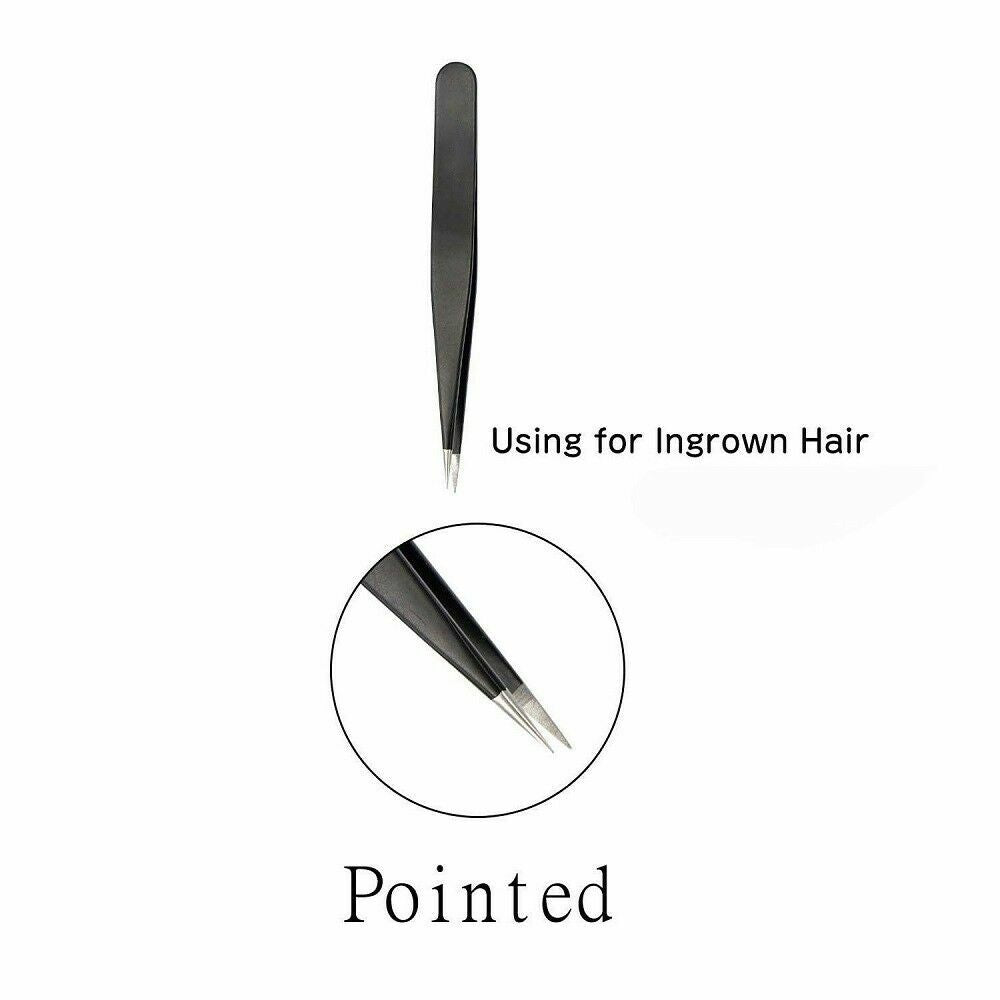 3 Pack Stainless Steel Slant Tip Tweezers for Eyebrow Grooming - Precision Hair Removal Tools
