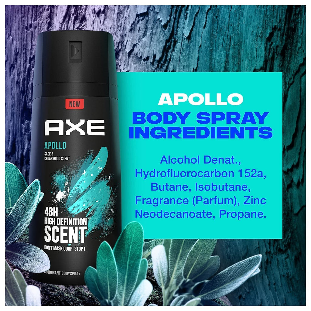 Men's Deodorant Body Spray - Apollo Scent, 150ml, 6 Pack
