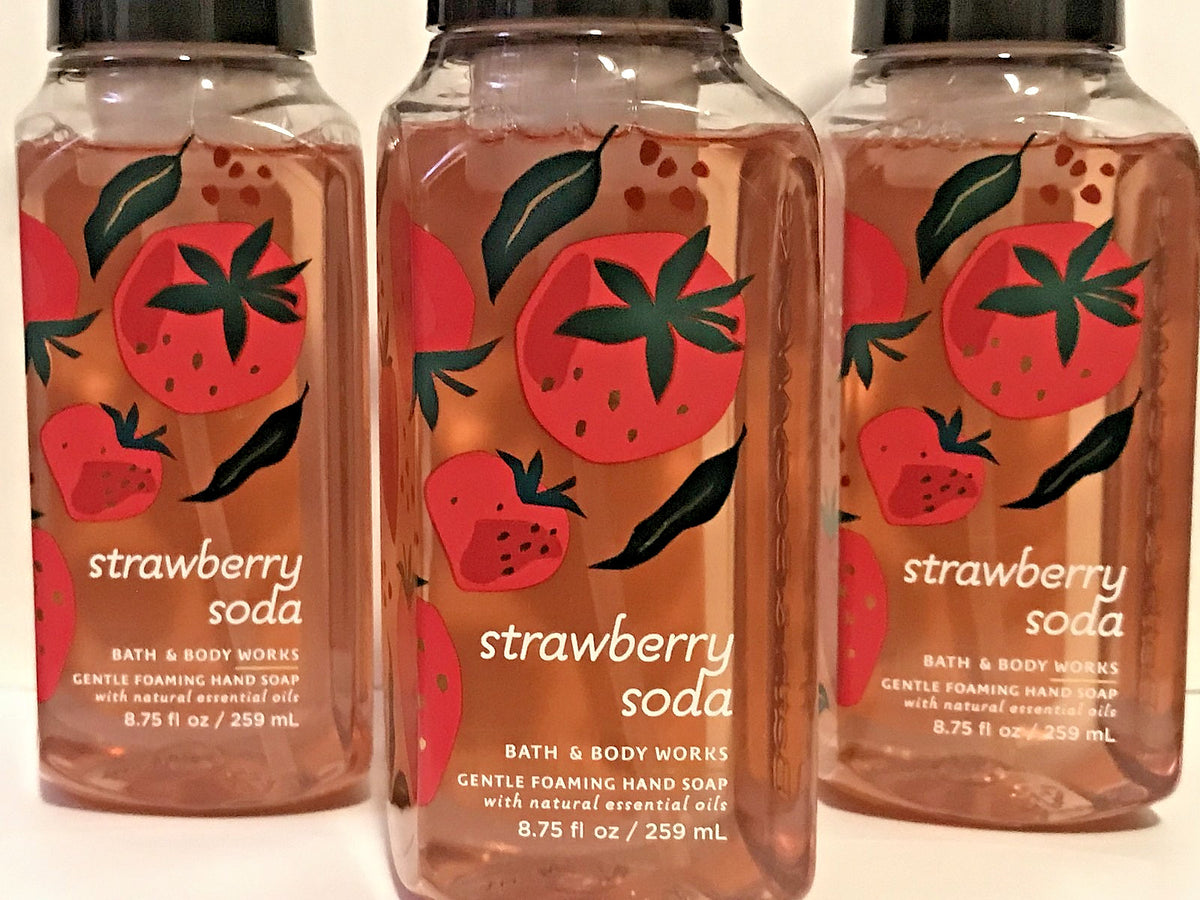 Strawberry Soda Hand Soap Set - Gentle Foaming Bath & Body Wash, 3 Pack