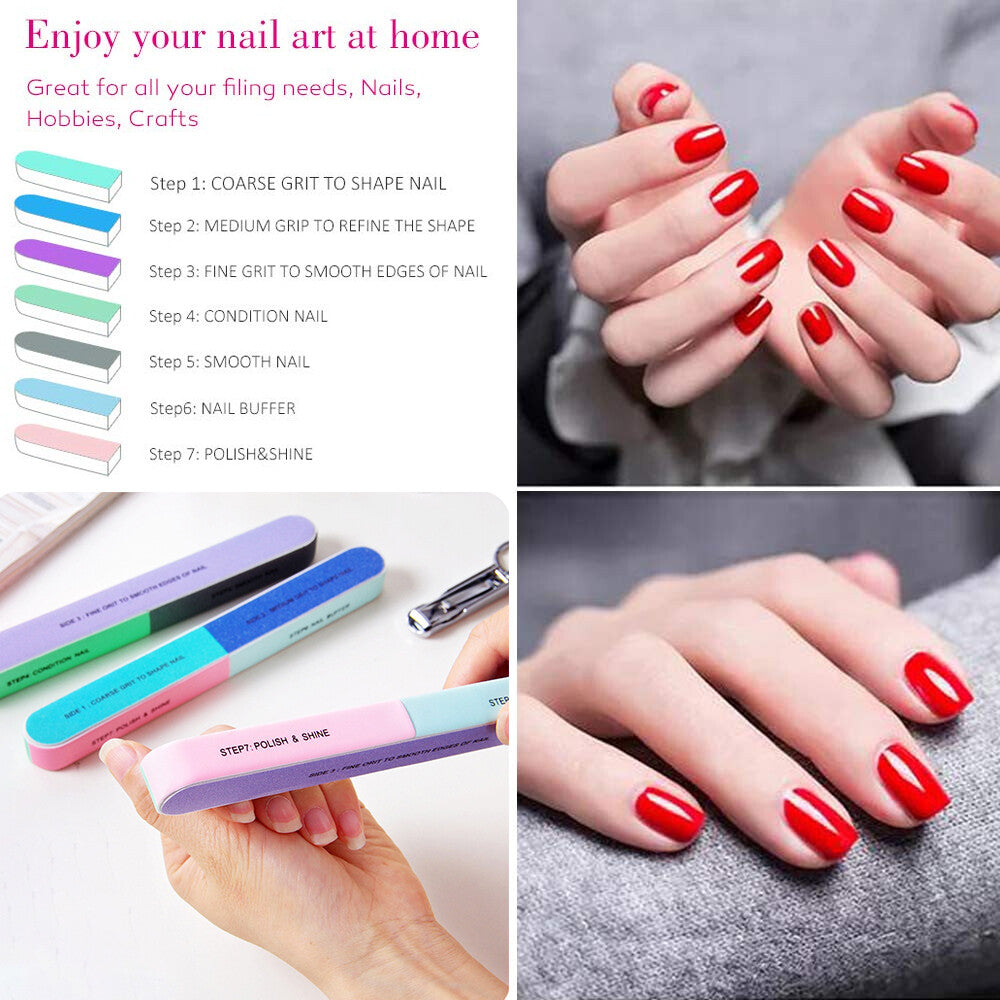 7-Sided Nail File Buffer Emery Boards for Manicure & Pedicure - Pack of 1, 5, or 10