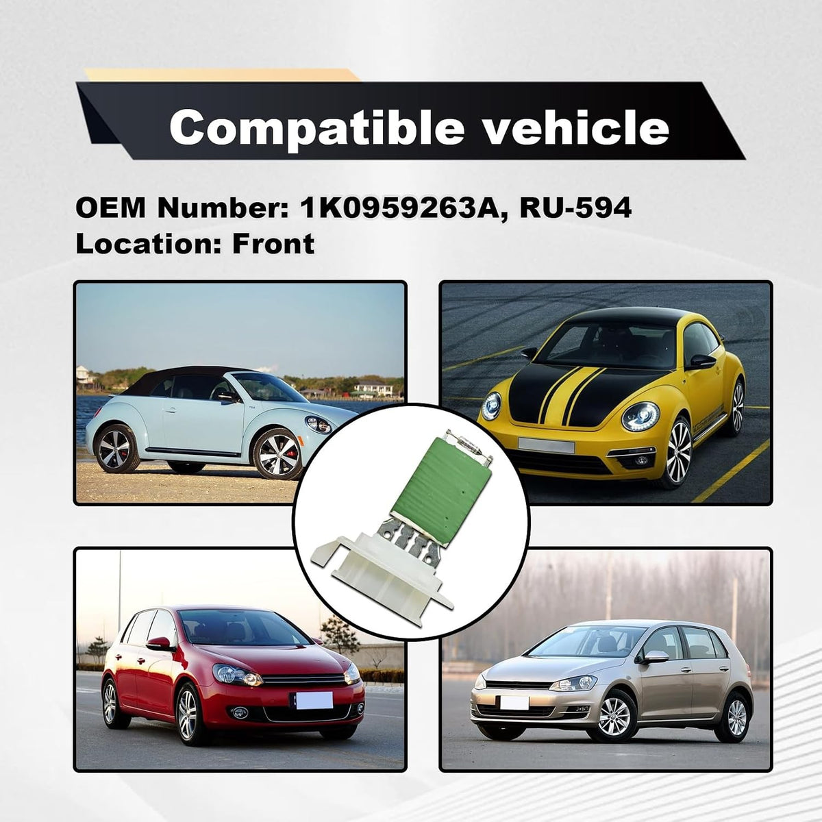VW Blower Motor Resistor Control Module Compatible with 1K0959263A - Manual Climate Control