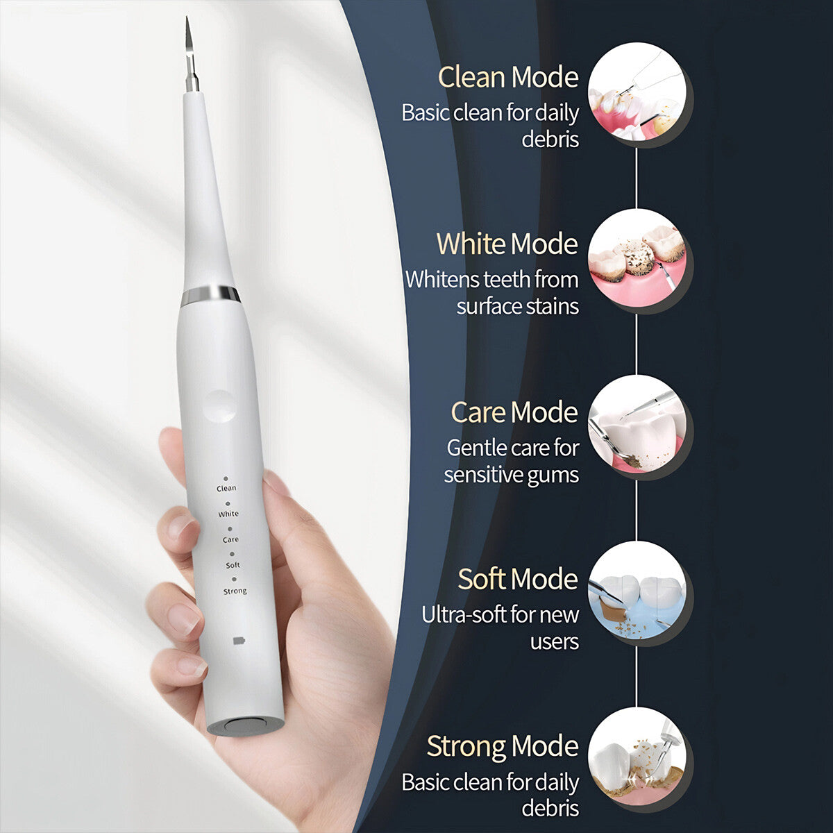 Ultrasonic Teeth Cleaner Kit for Dental Plaque & Stain Removal - Oral Care Device