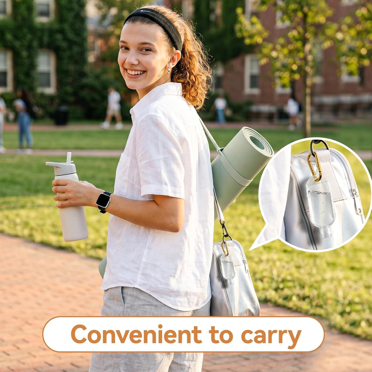 6 Pack Travel Sanitizer Bottles with Keychain - Leakproof 50ml Refillable