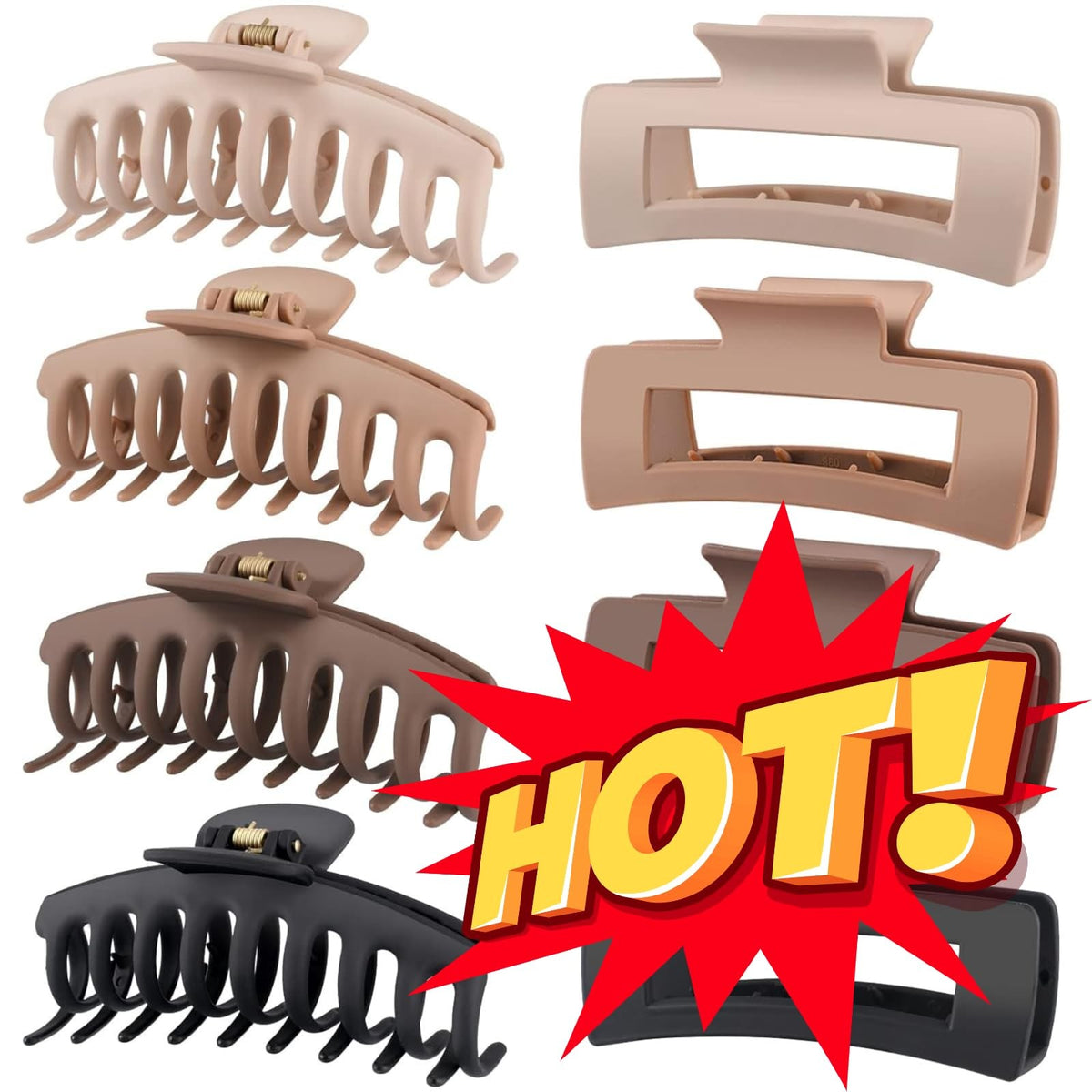 Large Non-Slip Hair Clips for Women - 4.3 Inch Thick Hair Claw Set