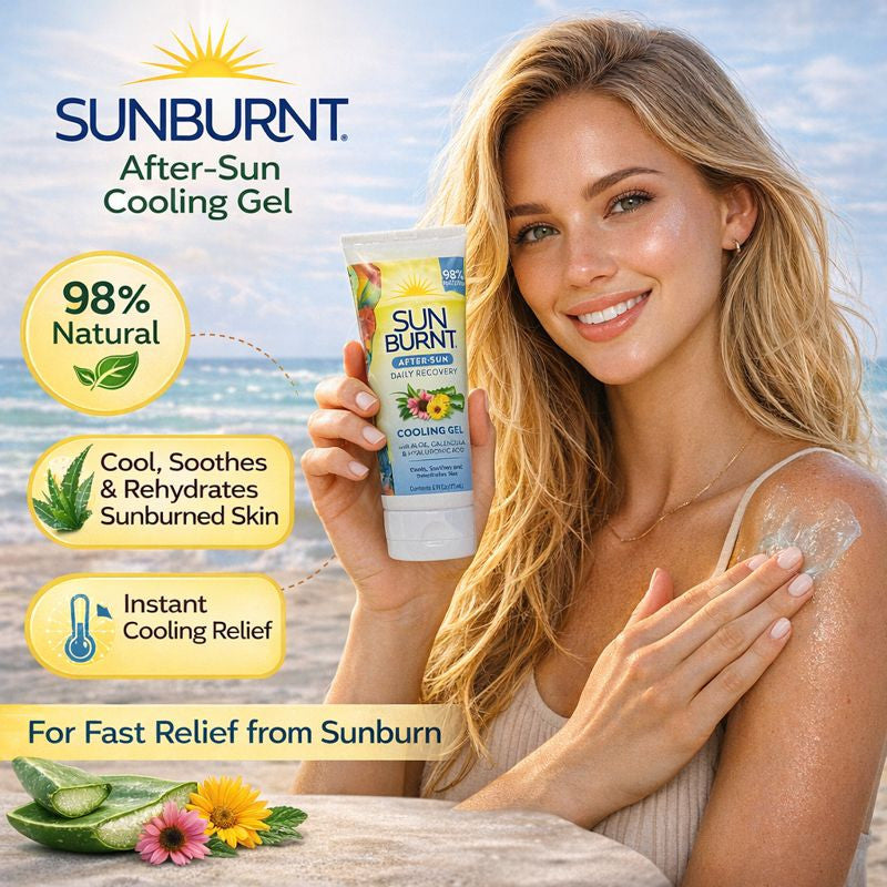 After Sun Cooling Gel Aloe Calendula Hyaluronic Acid 6 oz - Sun Burnt
