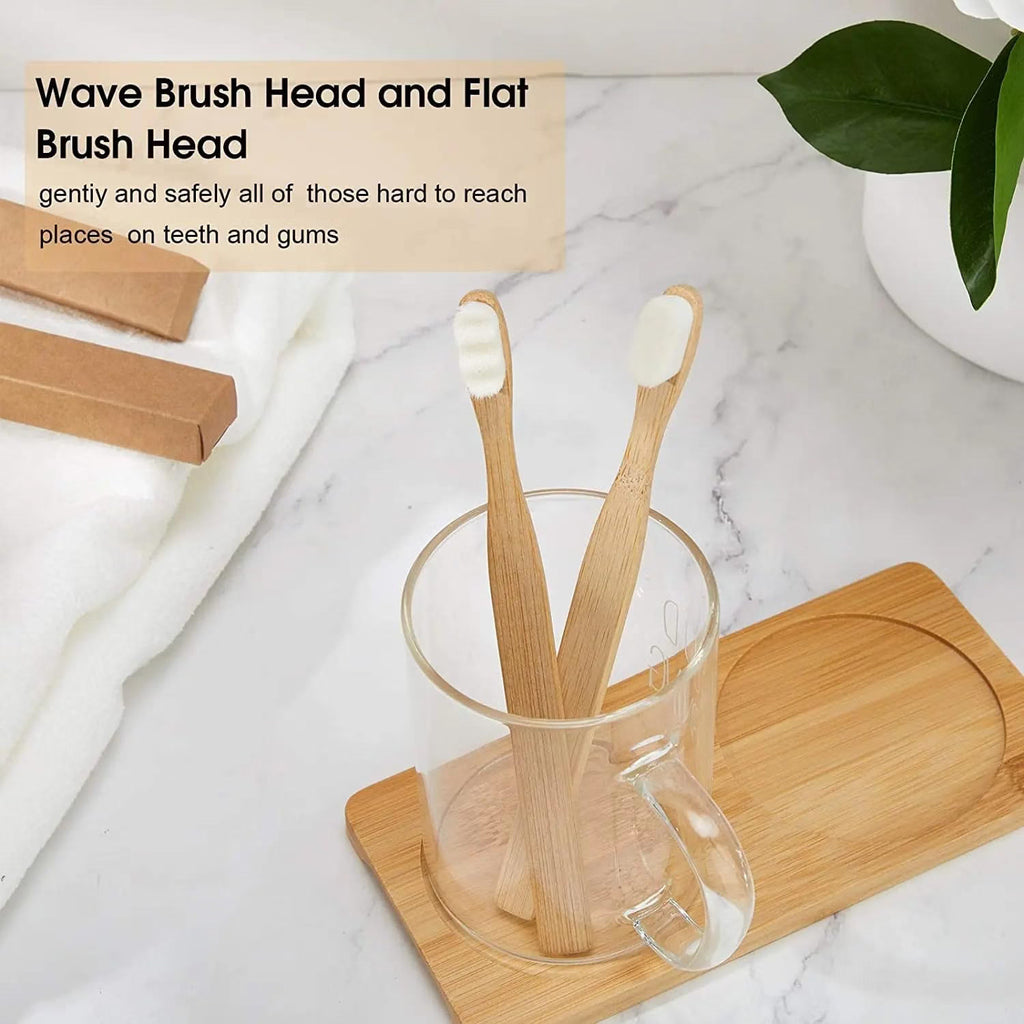 Eco-Friendly Bamboo Toothbrushes 10 Pack with Ultra-Soft Nano Bristles